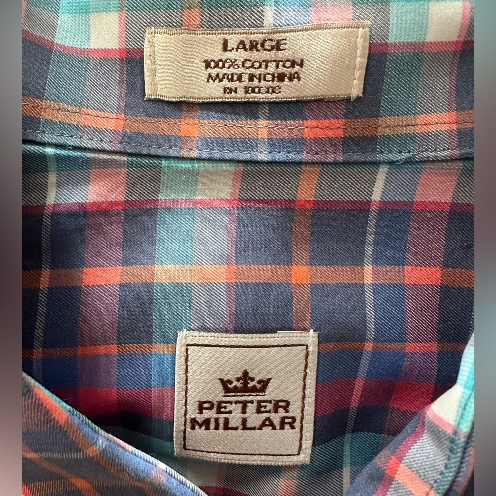 Peter Millar Men's Blue Plaid Shirt